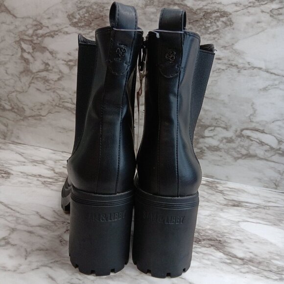 SAM&LIBBY Women's Camila Block Heel Chunky Chelsea Boot Black Size 8 Side zip - Picture 7 of 12
